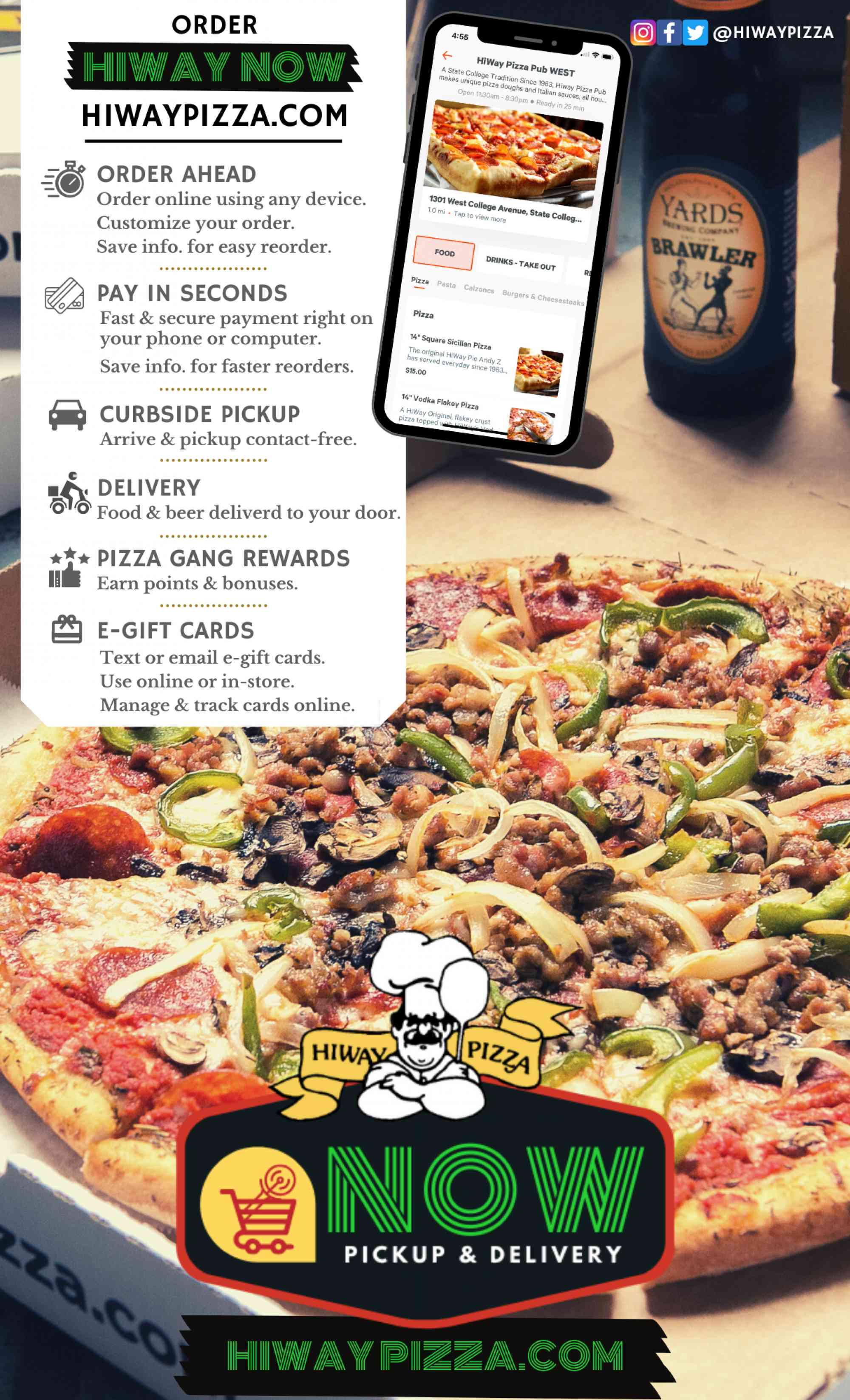 Hi Way NOW Pizza Box Flyer 8 5x14