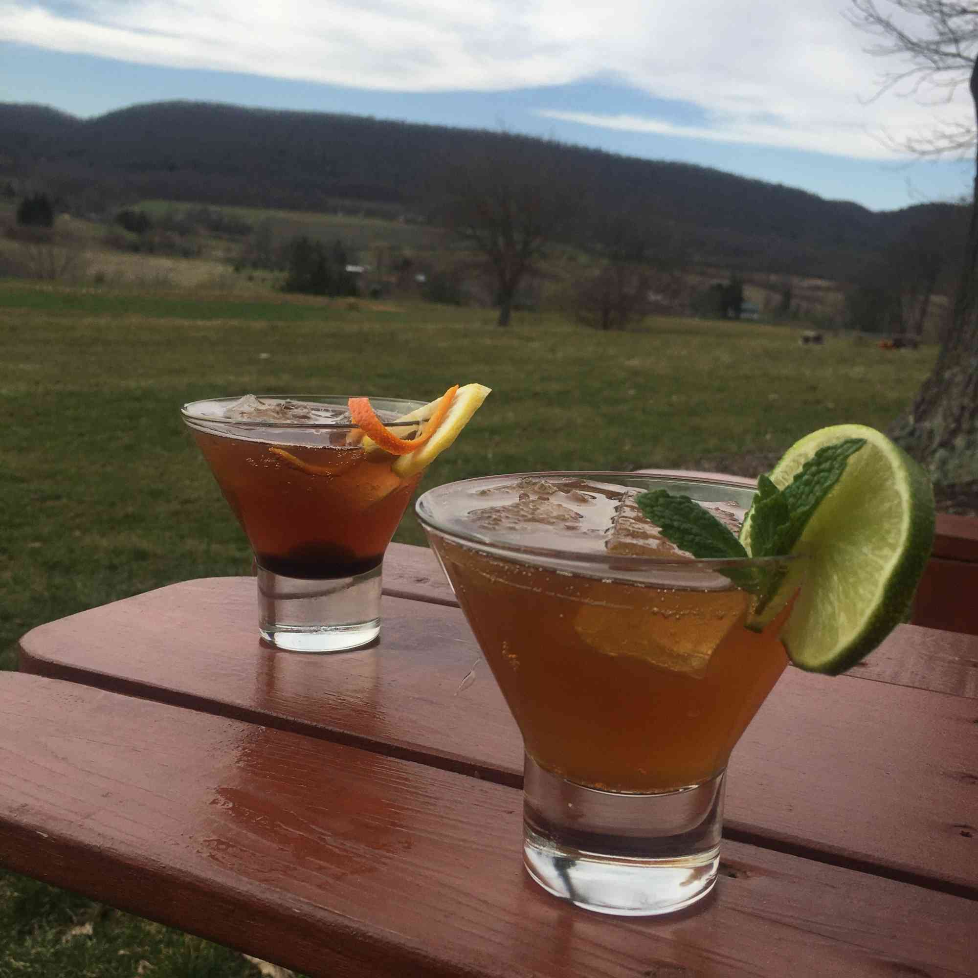 Lesley Kistner cocktails on the back lawn