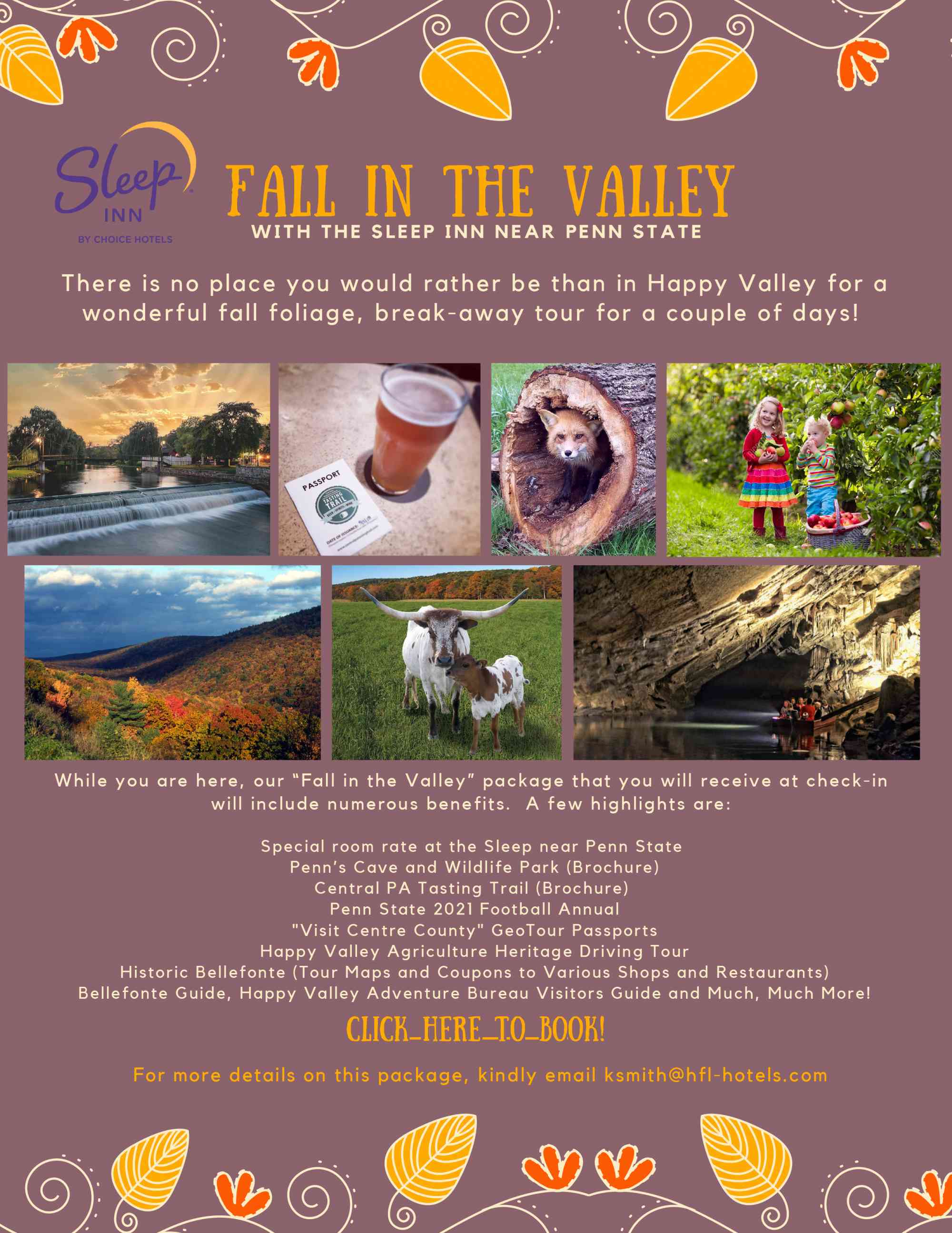 2021 Fall in the Valley Promotion Flyer Sleep Inn near Penn State