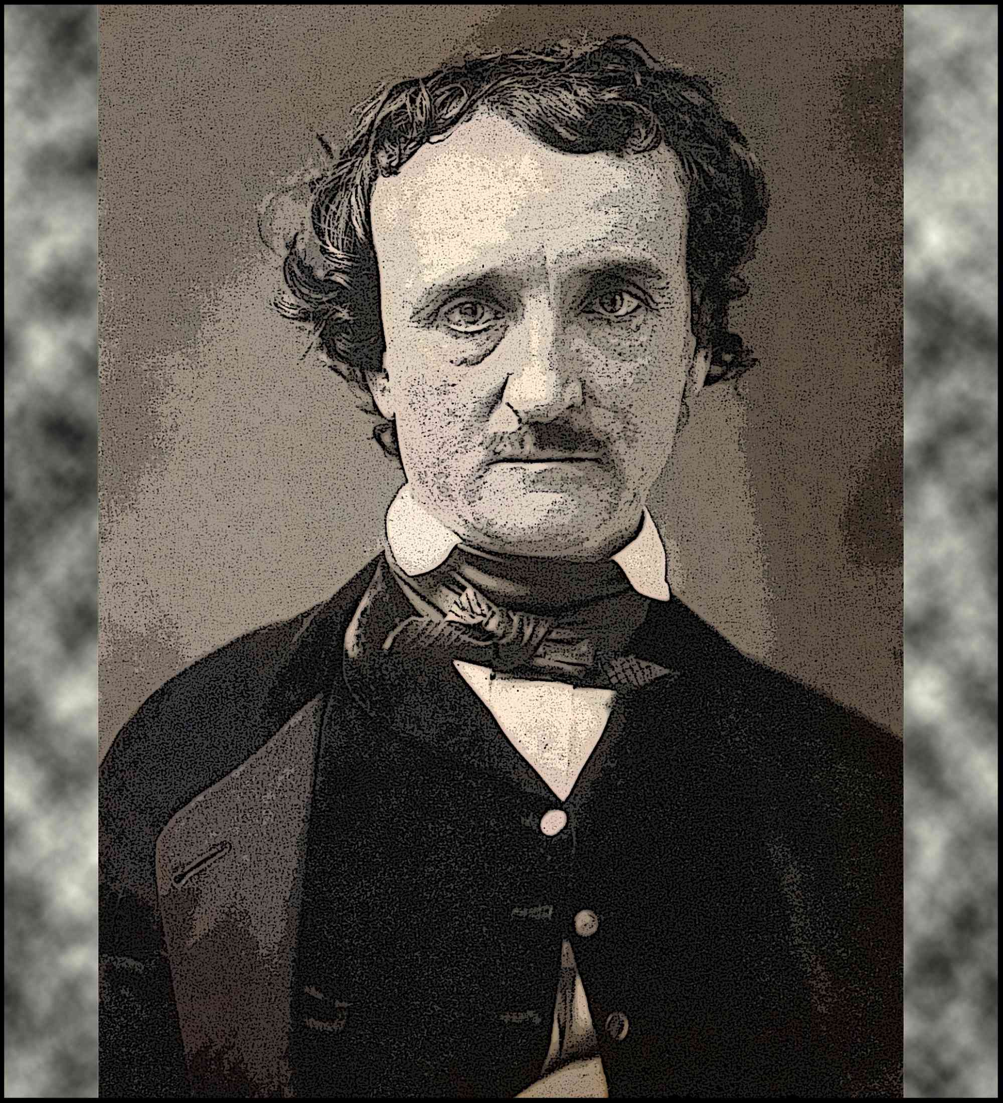 POE Edgar Allan Poe circa 1849 in frame
