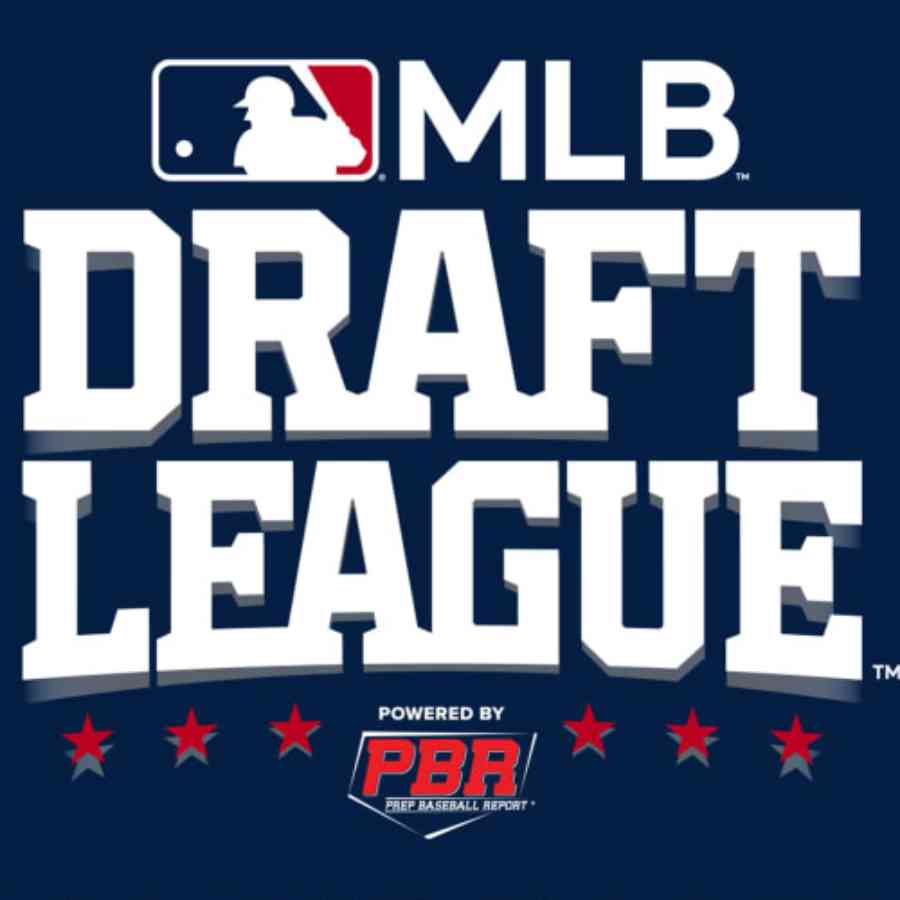 MLB Draft League Logo on blue