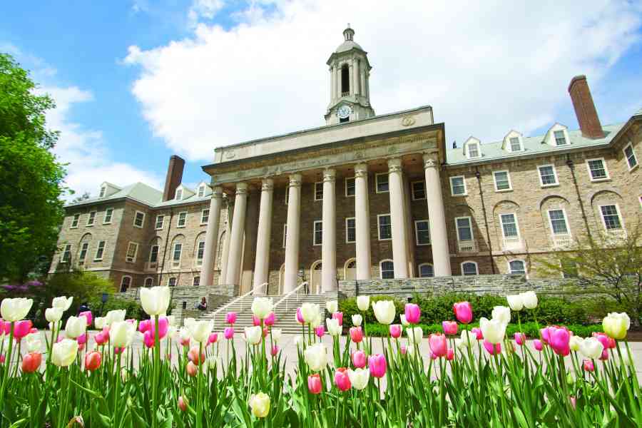 Penn State Old Main tulips