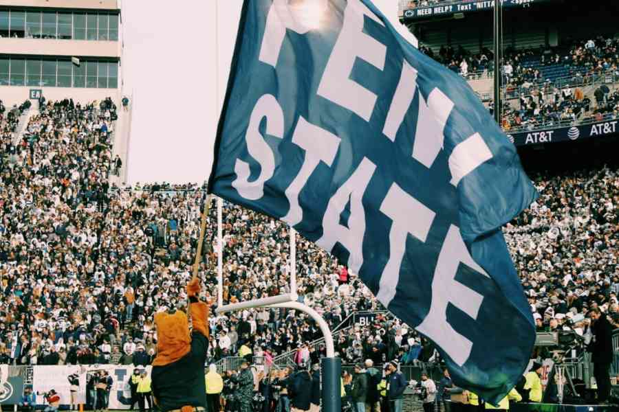 Penn State flag and crowd